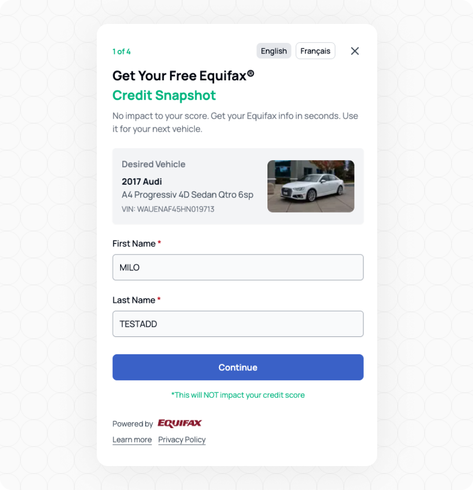 AVA® credit-first website widget