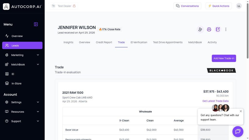 AVA Trade valuation with Black Book data inside the AVA Portal
